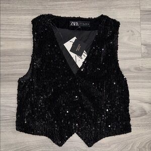 New Zara Black Sequin Vest